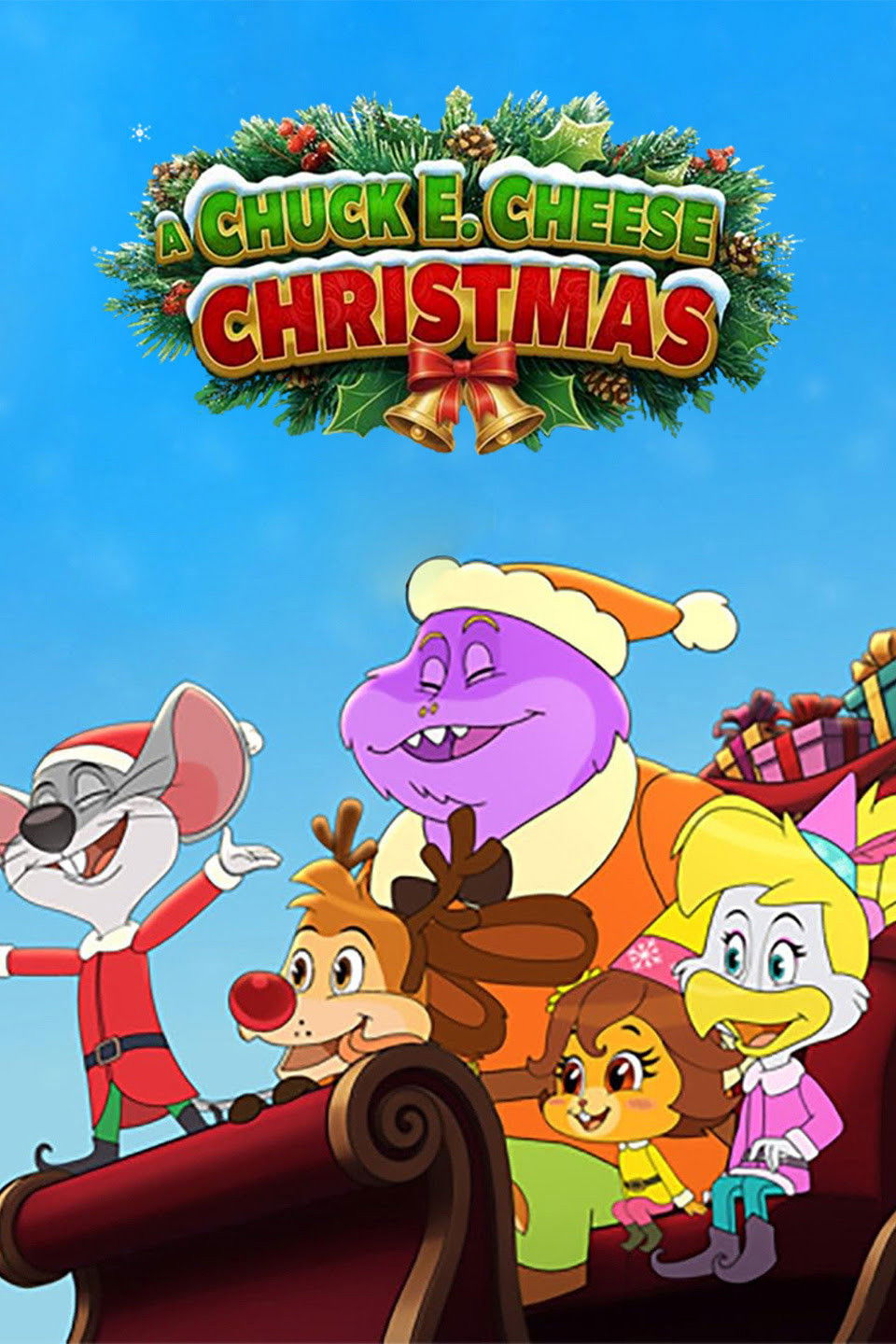 A Chuck E. Cheese Christmas poster